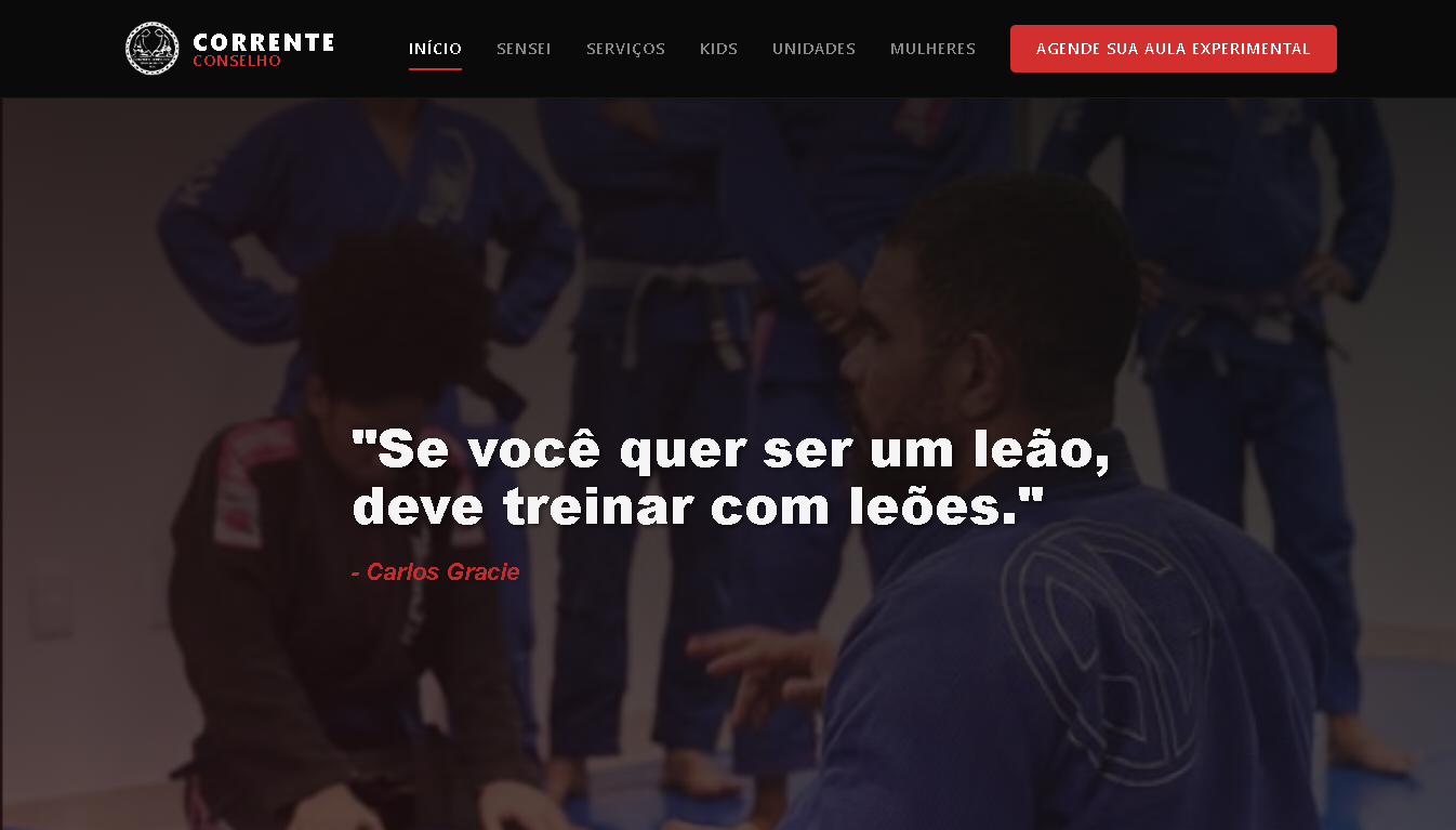 Site da academia de Jiu-Jitsu